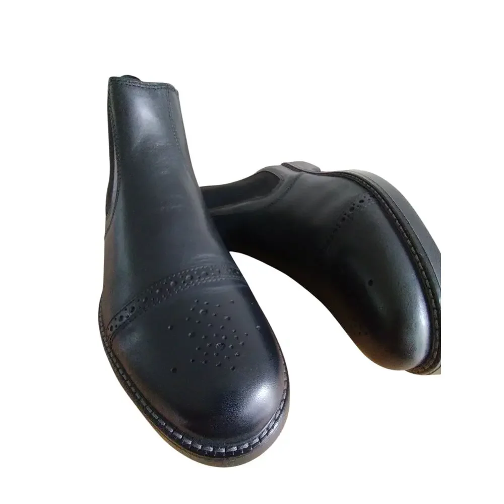 NWO Quirelli Mens Black Borrego Leather Casual Office Wear Booties size 8‎